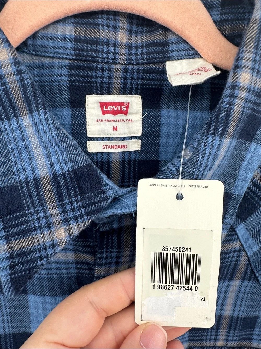 Levi's Heritage Outdoor Grunge Blue/Black Plaid Button Down Western Shirt SzM